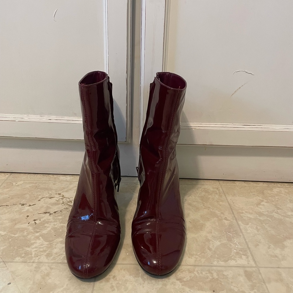 Gianni Bini Burgundy Patent Leather Mid-Calf Women's Boots